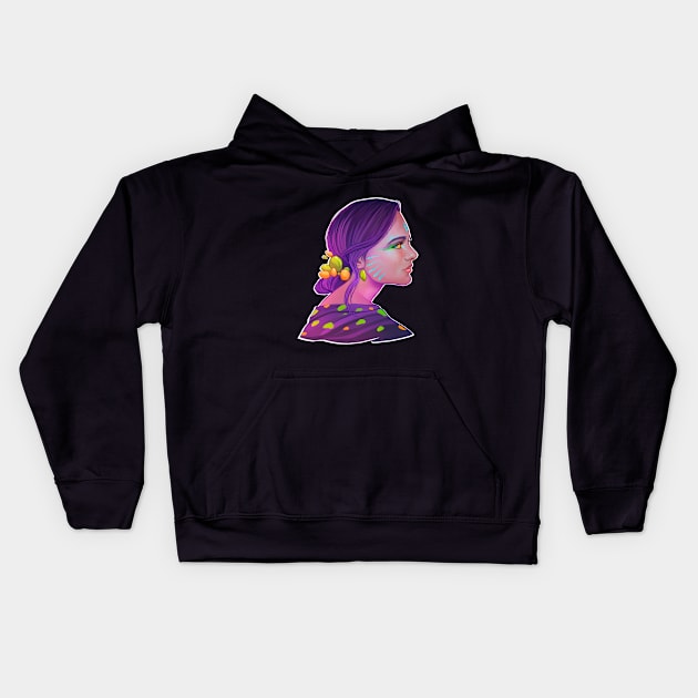 Violet girl / fantasy Kids Hoodie by felixantosart